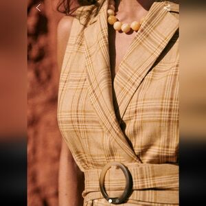 Sezane Antonina Ochre Check Print  Jacket
